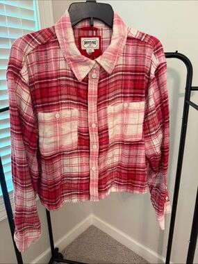 American Eagle Outfitters Pink Plaid Button-Up Shirt